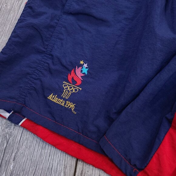 Vintage 1996 Atlanta Olympic Swim Trunks Mens Medium Lined Pull On Flag Shorts - Picture 3 of 7